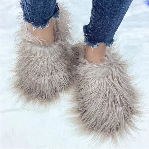 Outside Fashion Fluffy Sheep Mongolia Fur Sliper Shose For Women And Men - Picture 35 of 35