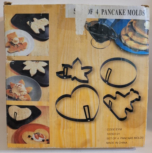 Set of 4 Pancake Molds ~ Heart, Leaf, Circle, and Bear