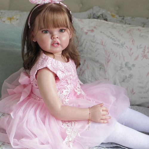 Muñeca Renacida Acabada 30 pulgadas Niño Linda Niña con Pelo Enraizado a Mano Regalos Hechos a Mano - Imagen 6 de 8