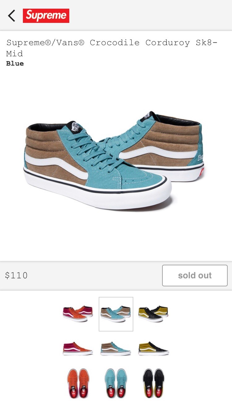 supreme vans crocodile corduroy