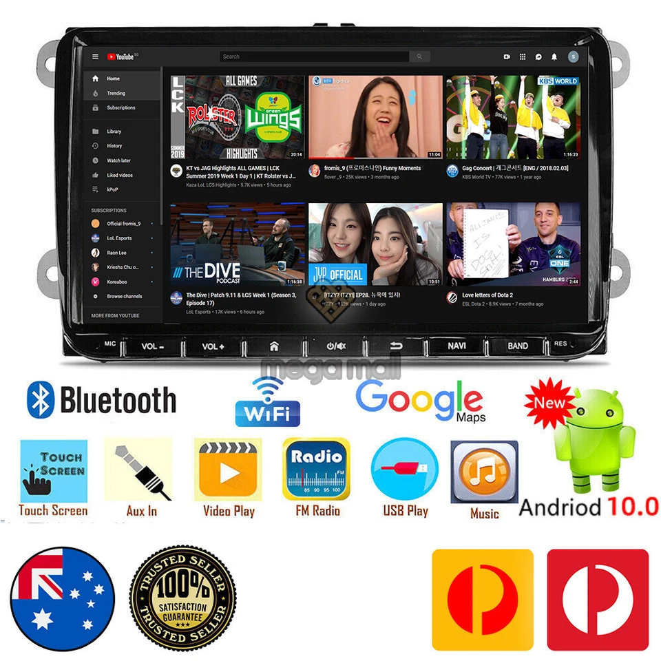 RDS android 10 car multimedia player for VW polo golf passat tiguan skoda GPS R - Image 4 of 4