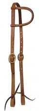 Western Horse Sliding One Ear Ranch Work Leather Bridle Headstall Medium oil