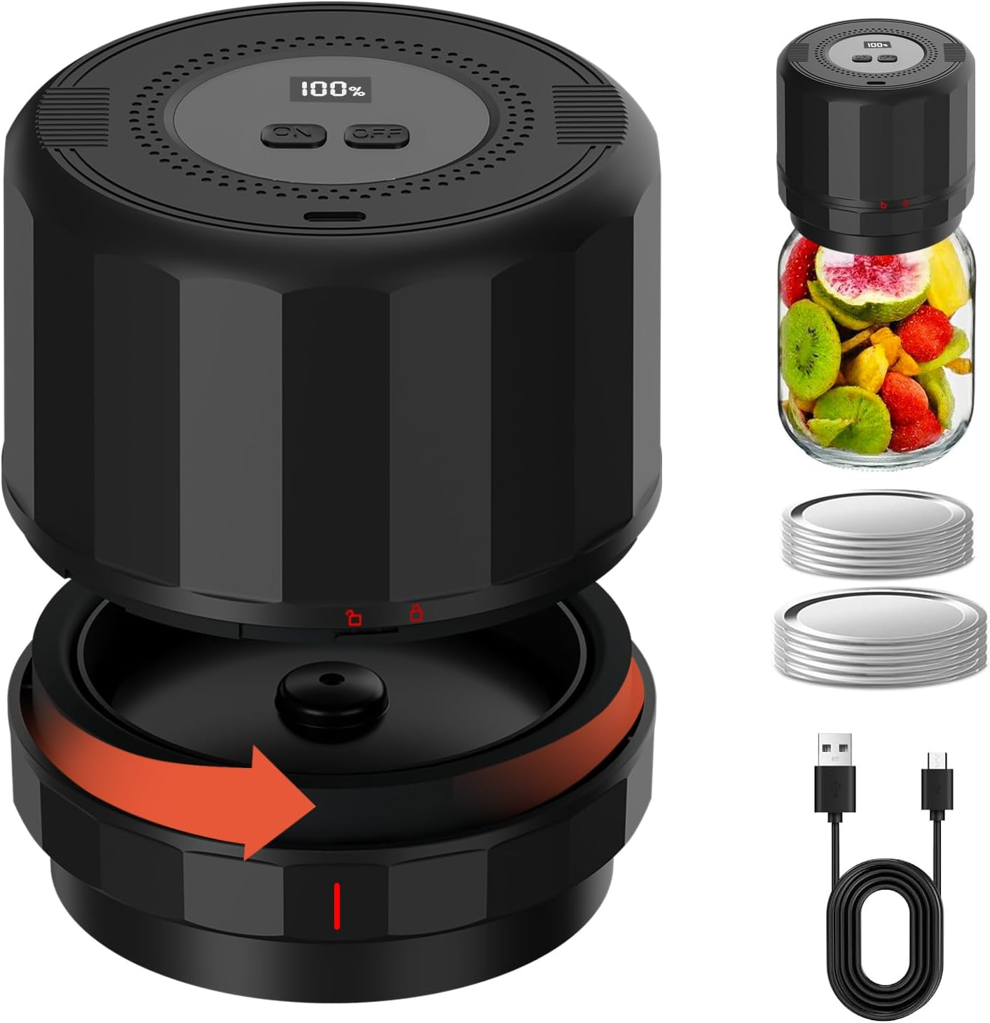 Electric Mason Jar Vacuum Sealer Kit for Storage Kitchen Saver Canning Vacuum Se