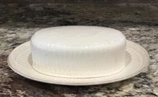 HTF MIKASA STONE MANOR SAND DUNE DD105 COVERED BUTTER DISH LOOKS UNUSED