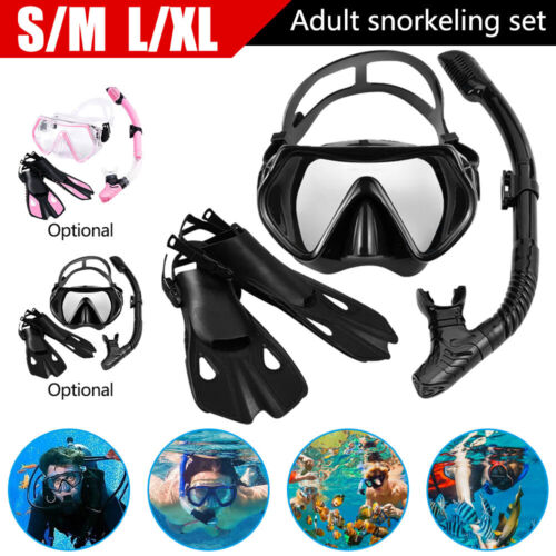 Swimming Flippers Diving Goggles Dive Snorkel Equipment Scuba Diving Swimming - Picture 1 of 15