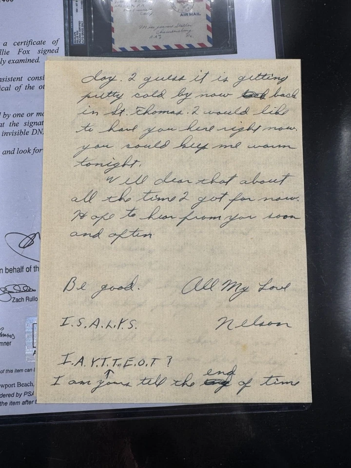 Nellie Fox Signed FULL NAME Envelope & Love Letter PSA DNA Auto LOA Baseball HOF - Image 3 of 4