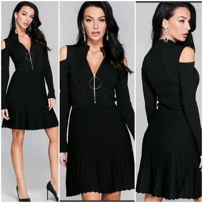 open shoulder sweater dress