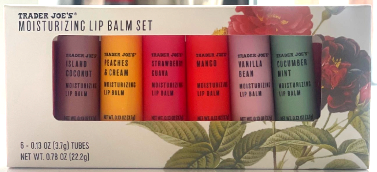 Trader Joe's Moisturizing Lip Balm Set 6 Assorted Flavors Boxed