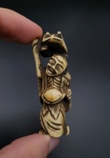 Netsuke - Gama Sennin Au Crapaud - XIXème - Bois De Cerf