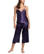 Linea Donatella Sz S Brennan Lace Trim Cami Cropped Satin Pajamas Set BNN045