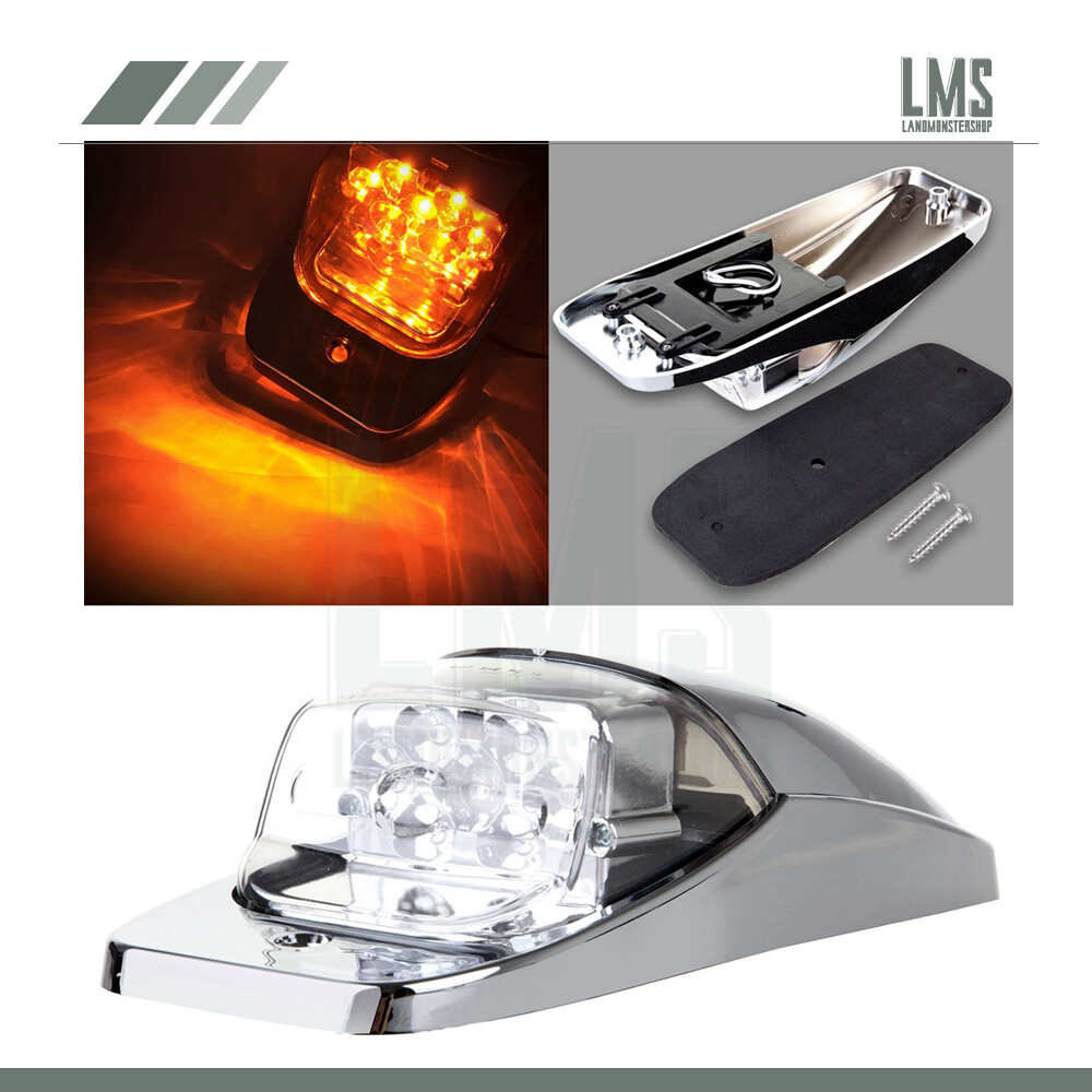 1pcs M27011Y Chrome Upper Amber 7LED Roof Running Cab Marker Top Light for Truck