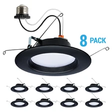 8 Pack Satco S11835R1 LED CCT Color Selectable Downlight Retrofits 9W 120V Black