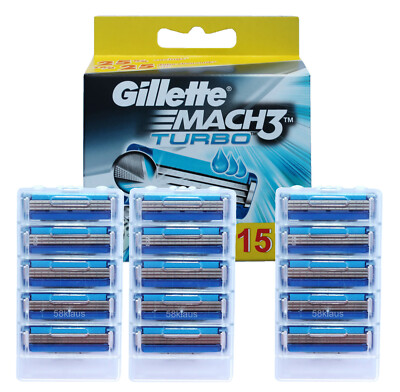 15 Gillette Mach3 Turbo Rasierklingen Klingen im tKH / 15 Stück ohne Verp.