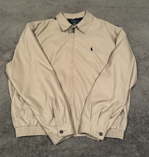 Polo Ralph Lauren Men's Jacket Beige Full Zip Plaid Lined Size L Large - Picture 1 of 14