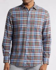 NEW JOHNNIE-O MALIBLU ROGER TUCKED COTTON BLEND PLAID BUTTON UP SHIRT SZ XL