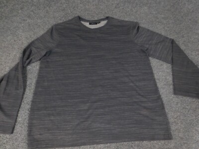 Marc Anthony Mens Shirt Large Gray striped long sleeve