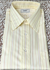 Arrow Kent NEW Yellow Brown Pinstripe Button Up Short Sleeve Dress Shirt 16.5