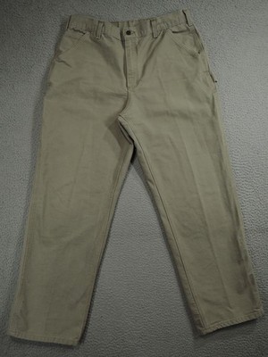 VINTAGE Carhartt Pants Mens 36x32 Tan B11 DES Loose Duck Canvas Carpenter
