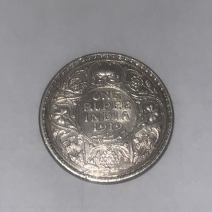 1919 INDIA UK King George V Silver Antique RUPEE Vintage Indian Coin i83237