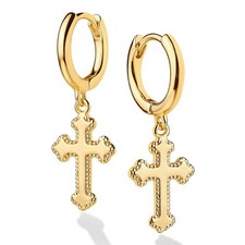 Dainty Gold Cross Huggie Hoop Earrings 14K Gold Filled Simple Cute Cross Hoop Ea