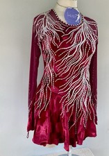 Beautiful Red Adult Competition Ice Skating Dress-Adult Medium