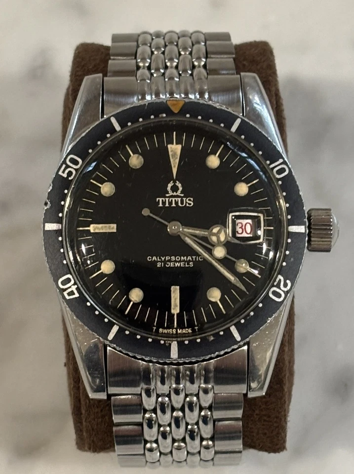 Vintage 38mm Titus Calypsomatic 7986 Big Crown Solvil et Titus Great Condition - Image 2 of 4