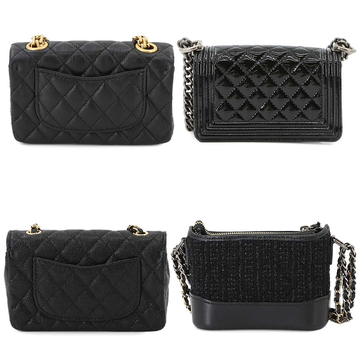 CHANEL Matelasse Mini Shoulder Bag 4 Points Set Leather Black