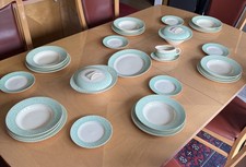 Burgess & Leigh BurleighWare Balmoral Green Art Deco Side Plates x 6  1930's