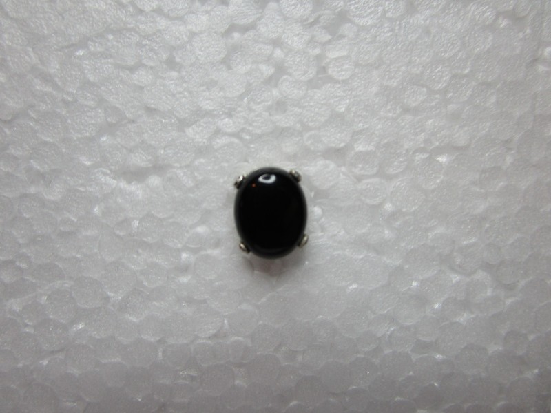 Natural Cab Oval Black Onyx Tie Tack in Solid Sterling Silver  #TiH115
