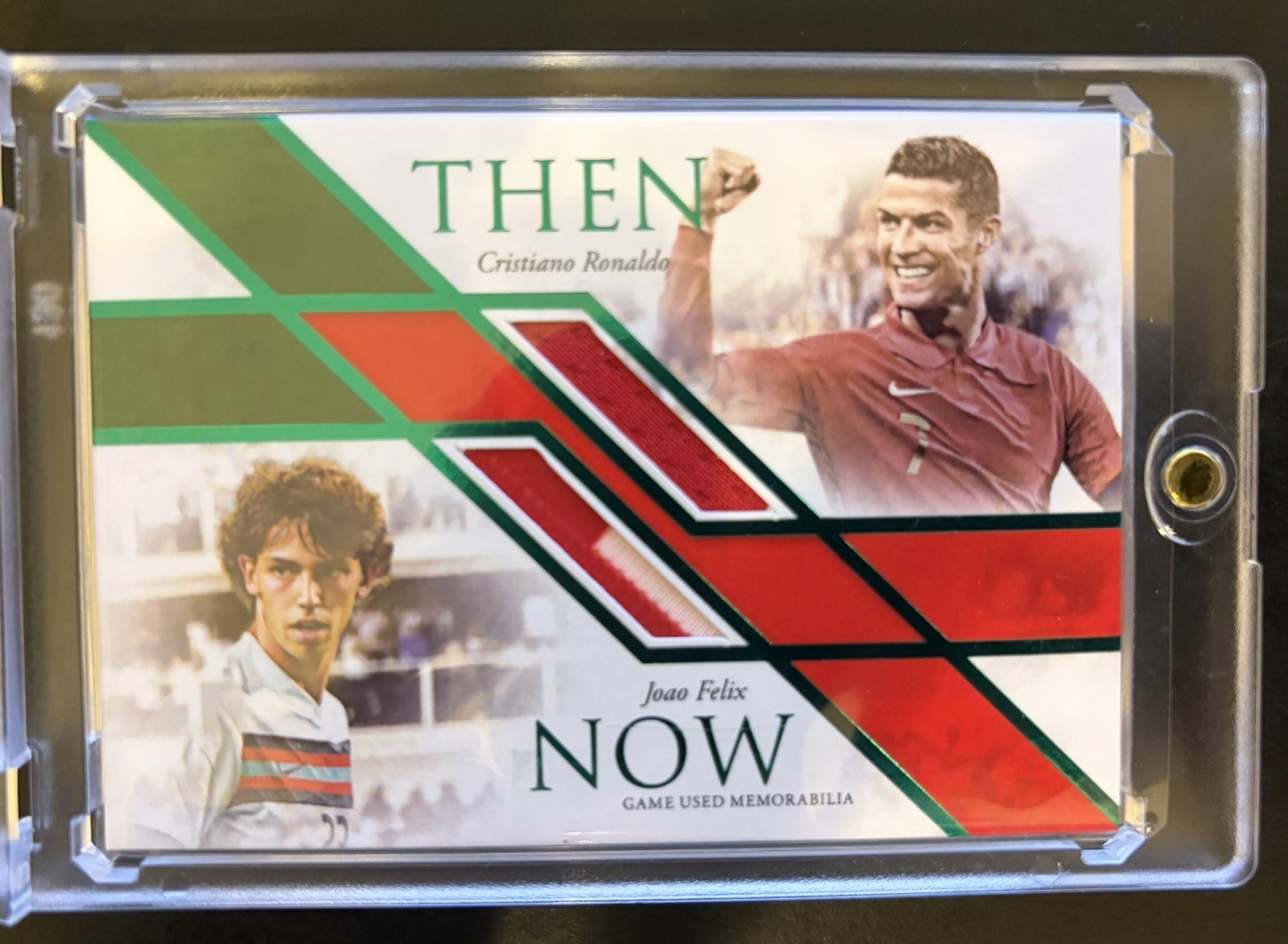 2022 Futera Then & Now Cristiano Ronaldo Joao Felix Game Used Jersey Card /15 view 2