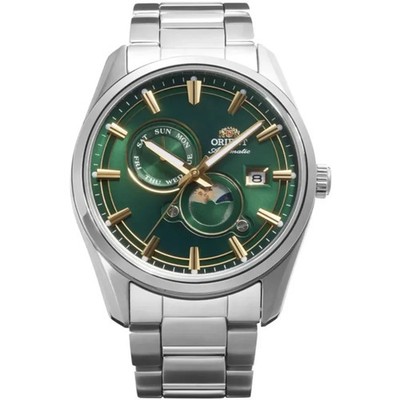 Orient Stretto Herren Automatik Uhr RA-AK0314E30B 41,5mm Sonne Mond grünes Zifferblatt 50M