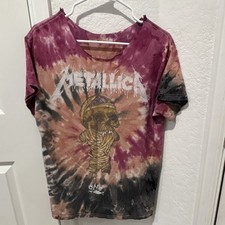 Rare Vtge Metallica Original Tie-Dye Graphic T-Shirt Size M Rock Pop Music Tee