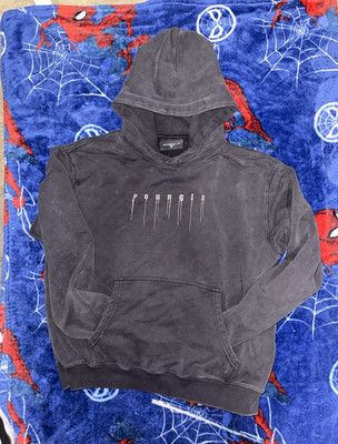 YoungLA Men's Gray Fleece Cotton Pullover Hoodie M Skull Graphic Kangaroo Pocket