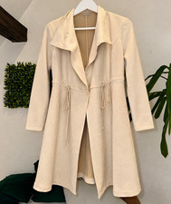 Damen Mantel Beige S lang Polyester Reverskra...