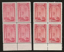 Canada 241, 241a mint never hinged blocks of 4, 10 cent from 1938 issue [ 420