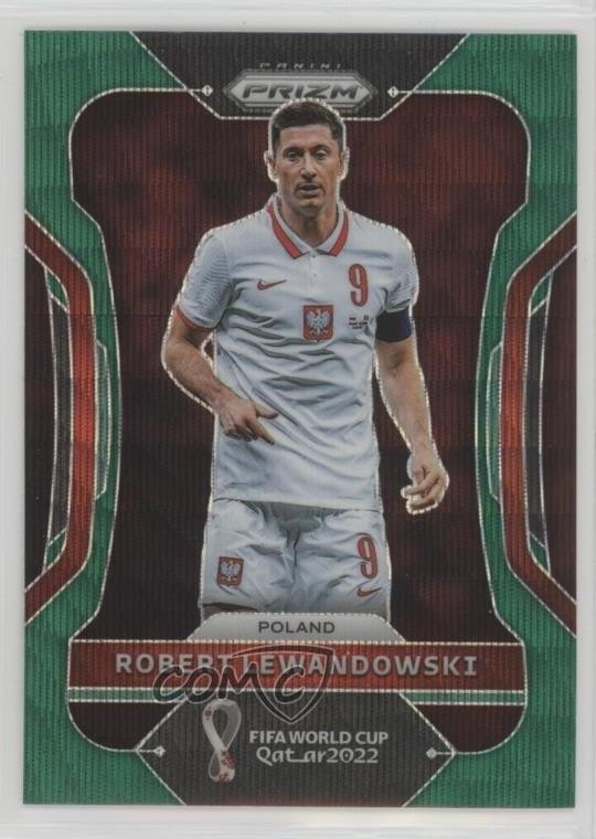 2022 Panini Prizm World Cup Qatar Green Wave Prizm Robert Lewandowski #170 6q5
