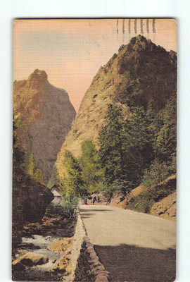 1933 Albertype Postcard Pillars of Hercules South Cheyenne Canyon CO HandColored