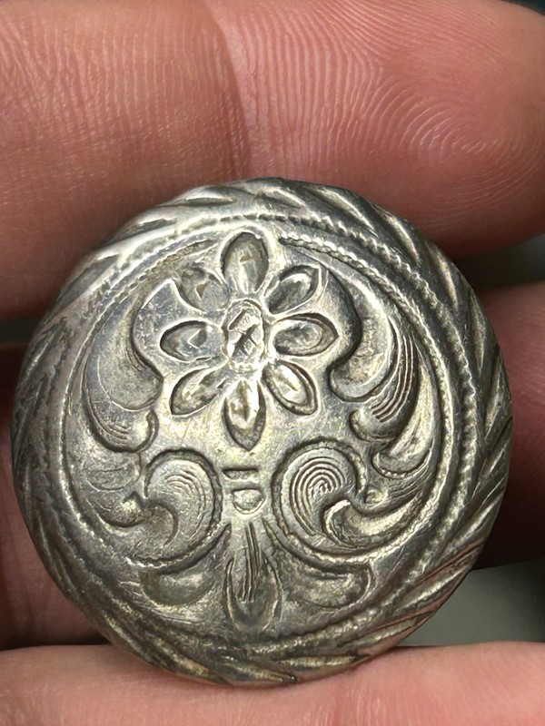 Antique Bridle Rosette Horse Harness Concho Silver?