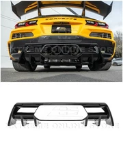 For 23-Up Corvette C8 Z06 Performance Add-On Black Rear Bumper Finned Diffuser