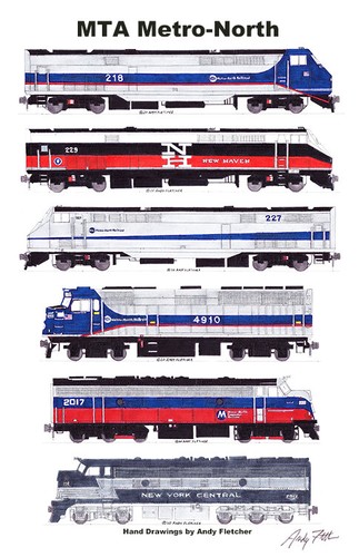 MTA Metro-North Commuter RR Locomotives 11"x17" Poster by Andy Fletcher signed - 第 1/1 張圖片
