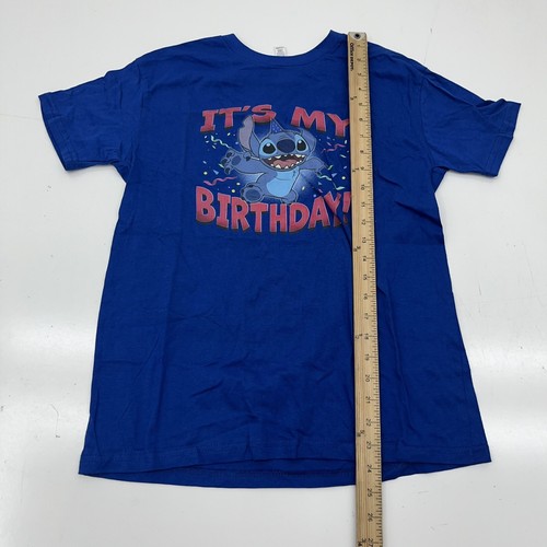 Disney Blue Stitch “It’s My Birthday” Graphic T-Shirt Unisex Kids Size X-Large - Picture 6 of 7