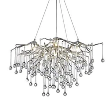 WABON Modern Crystal Chandelier Silver Raindrop Crystal Chandelier Chrome Rou...