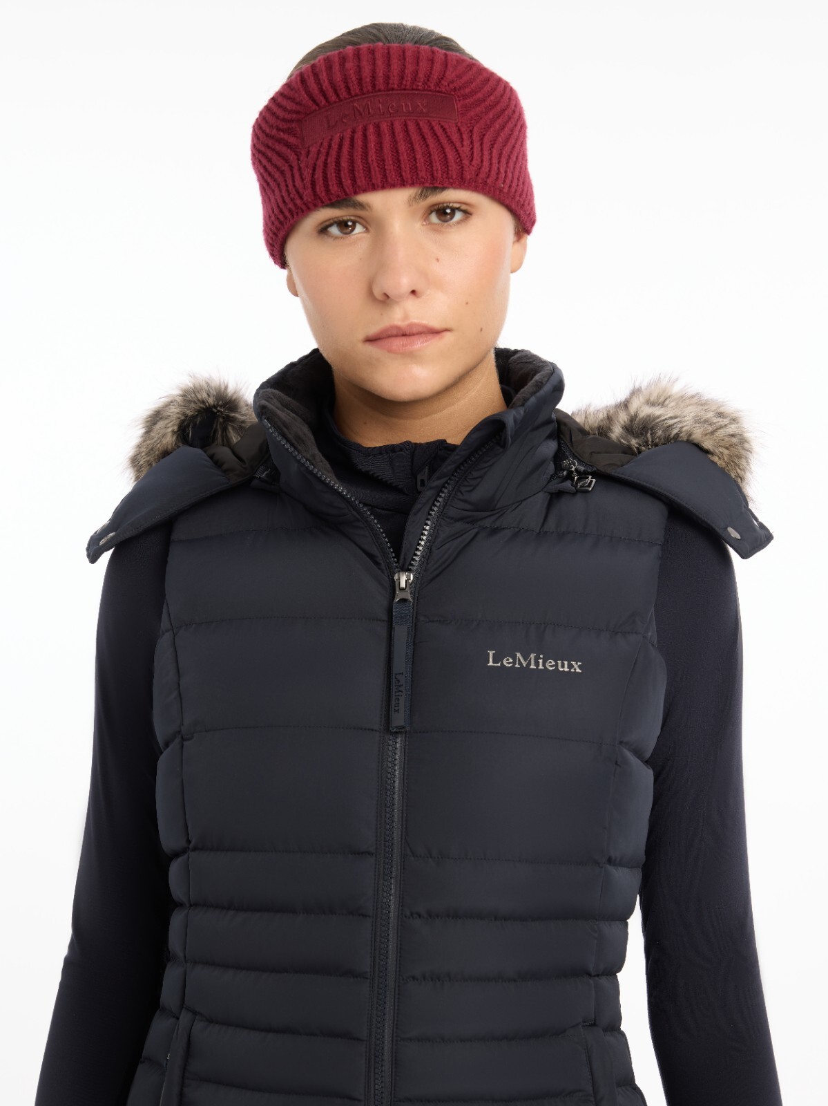 LeMieux Clara Cable Headband - Warm Winter Headband - Ember Cosy Fleece Lined