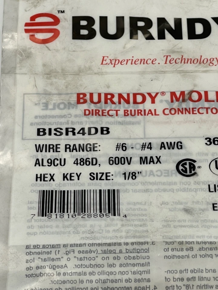 Burndy BISR4DB - 4-6 DIRECTBURIAL UNITAP Hex Size 1/8" - Image 3 of 4