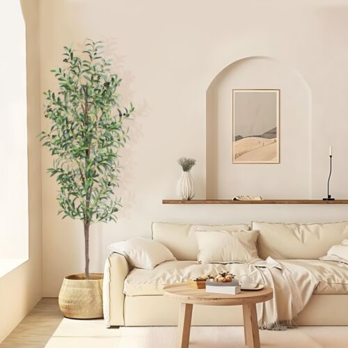CETRD Artificial Olive Tree 6FT Tall Faux Olive Trees 72in Outdoor Fake Potte...