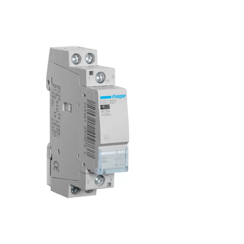 Hager esc227 contattore eco 1na 1nc 230vac 25a 1m