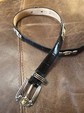 Brighton Museum Med Belt Women 34/35Black Leather Belt adjustable 1996 VTG