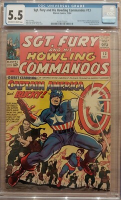 Sgt. Fury #13 CGC 5.5 FINE Minus Marvel Comic 1964 Captain America Bucky KIRBY