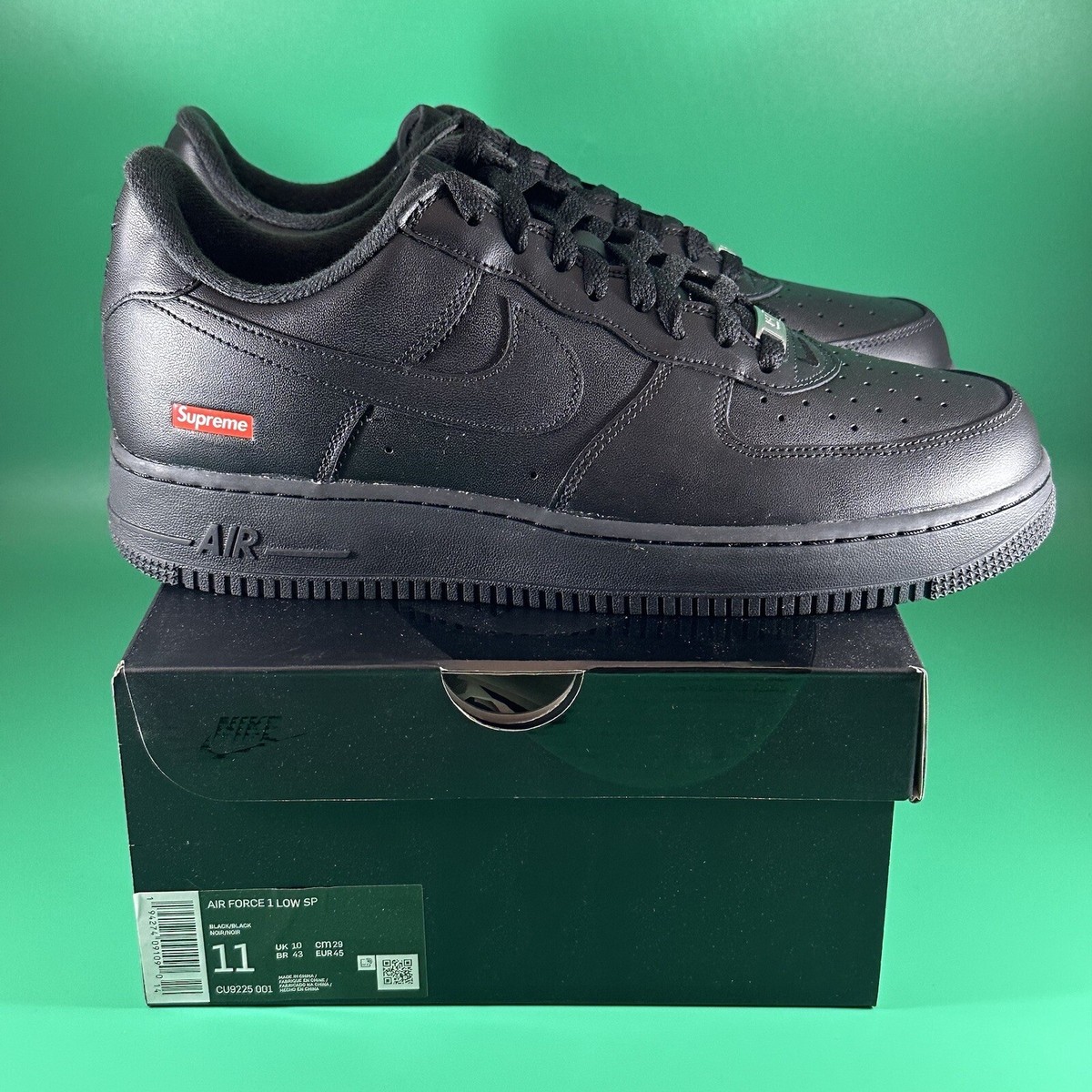 Size 11 - Nike Air Force 1 Low x Supreme Box Logo Black (CU9225