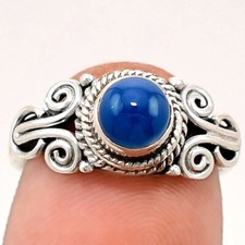 Blue Chalcedony 925 Sterling Silver Ring - Size 8.5
